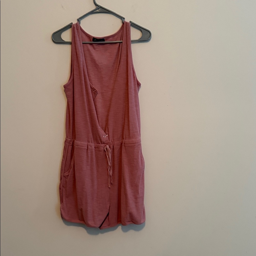 Women's Pink Drawstring Shorts Romper